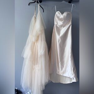 NEW Elegant Cream Strapless Dress WITH DETACHABLE TRAIN size US 4/6